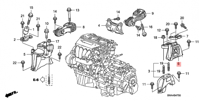 Λαστιχένιο δια-υποστήριγμα 2,4 Λ της Honda CRV 2007-2011 υποστηριγμάτων μηχανών κιβωτίων εργαλείων σε 50850-swn-P81