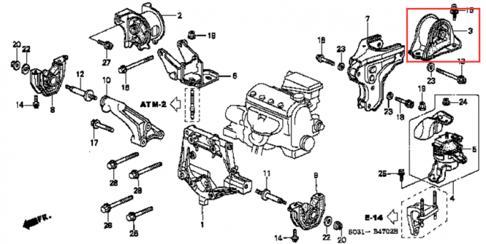 Οπίσθια πλήρη καθορισμένα λαστιχένια υποστηρίγματα μηχανών 50810-SR3-983 Honda Integra 1998 CRV 1992 πολιτικό 1.5L 1.6L EK2